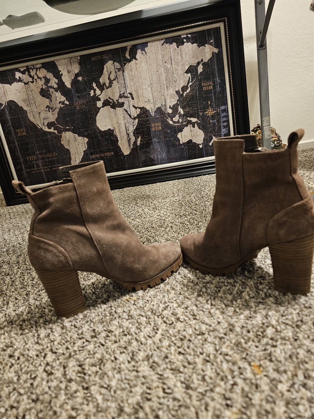 Women’s Brown Suede Ankle Booties - Classic Suede Finish